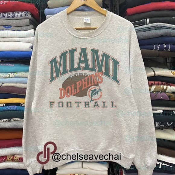 Vintage Miami Dolphins Football Sweatshirt, Retro NFL Miami Dolphins Shirt Tee - Picture 1 of 2